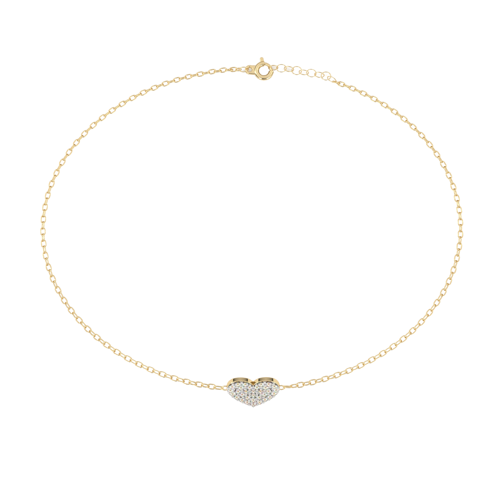 WOKE™ 0.42 carat round cut Lab grown diamond bracelet heart in 14k gold