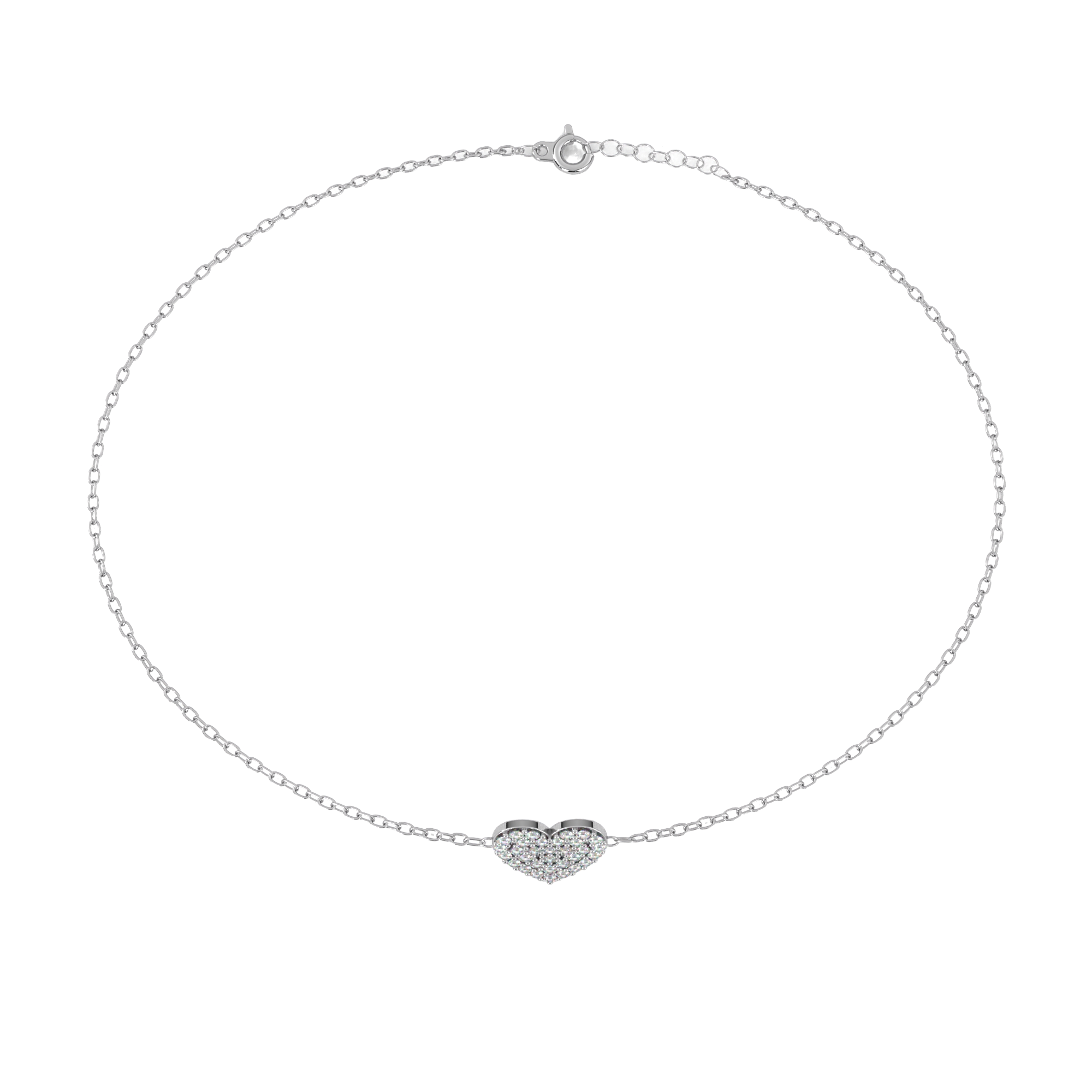 WOKE™ 0.42 carat round cut Lab grown diamond bracelet heart in 14k gold