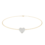 WOKE™ 0.42 carat round cut Lab grown diamond bracelet heart in 14k gold