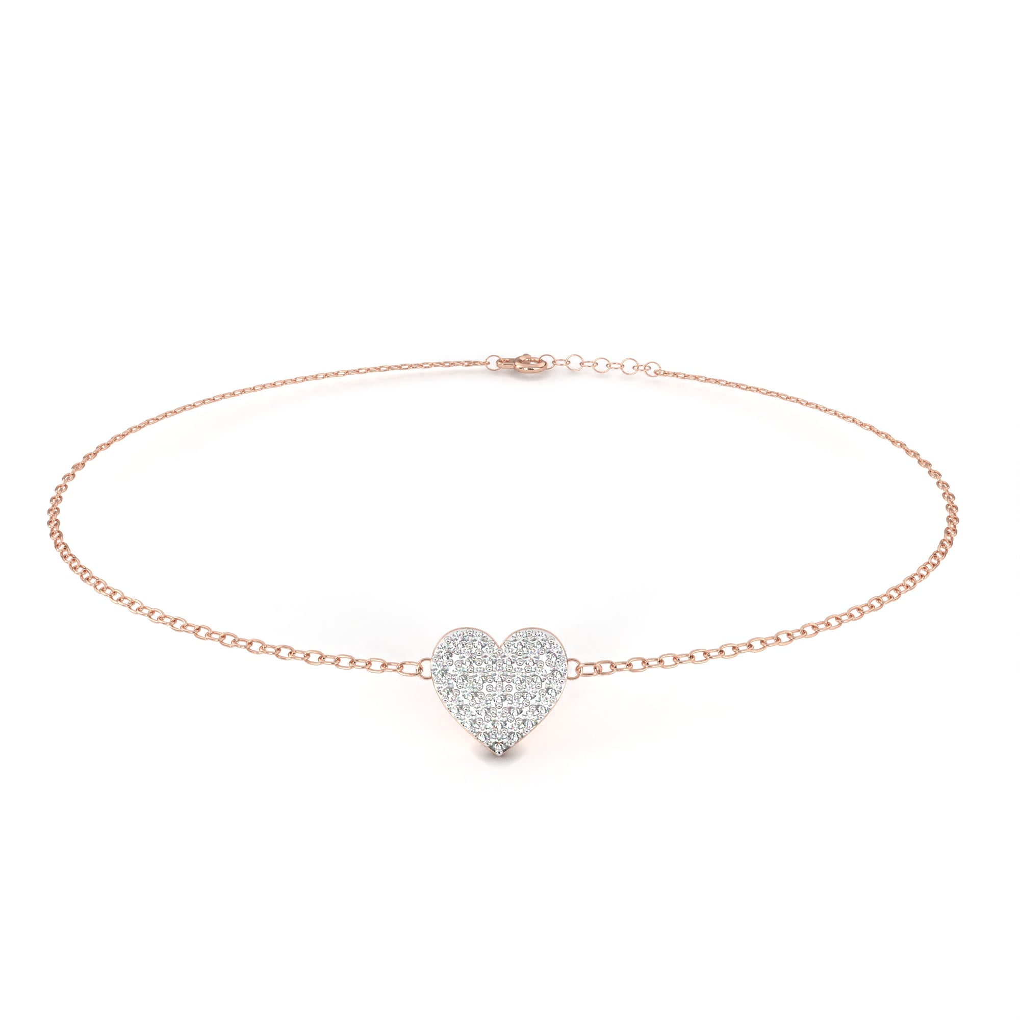 WOKE™ 0.42 carat round cut Lab grown diamond bracelet heart in 14k gold