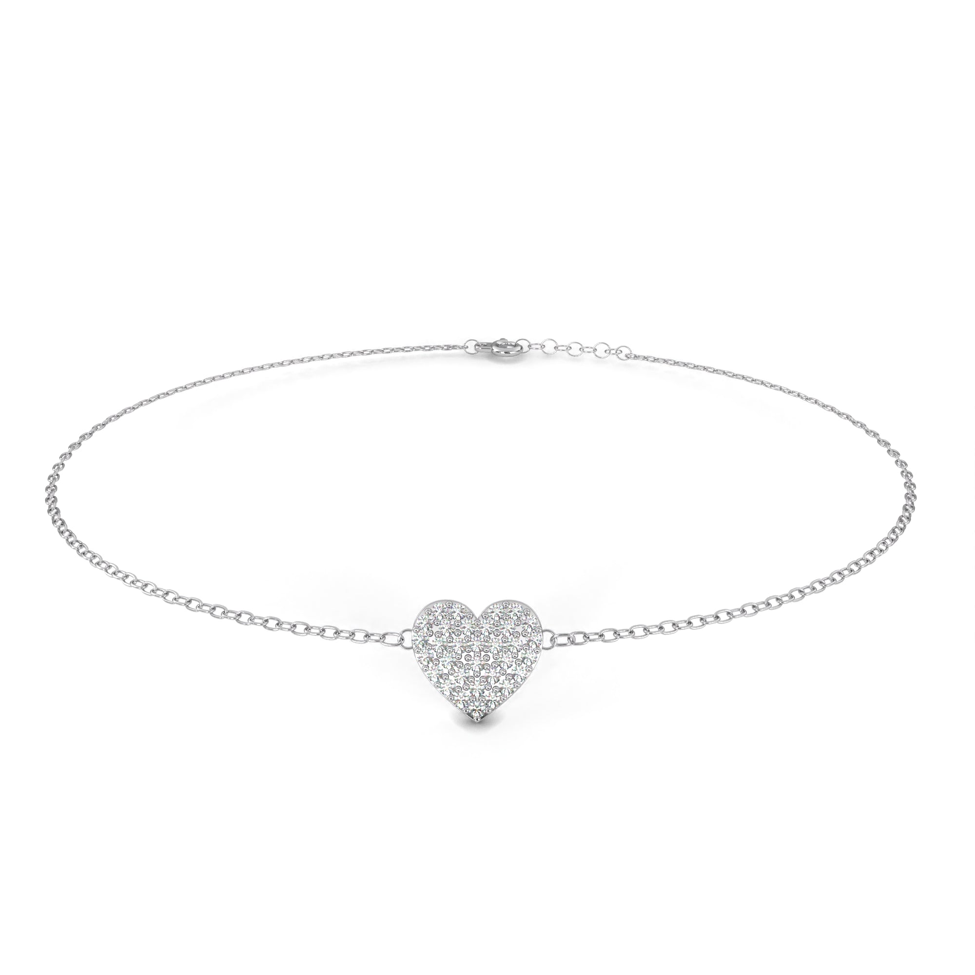 WOKE™ 0.42 carat round cut Lab grown diamond bracelet heart in 14k gold