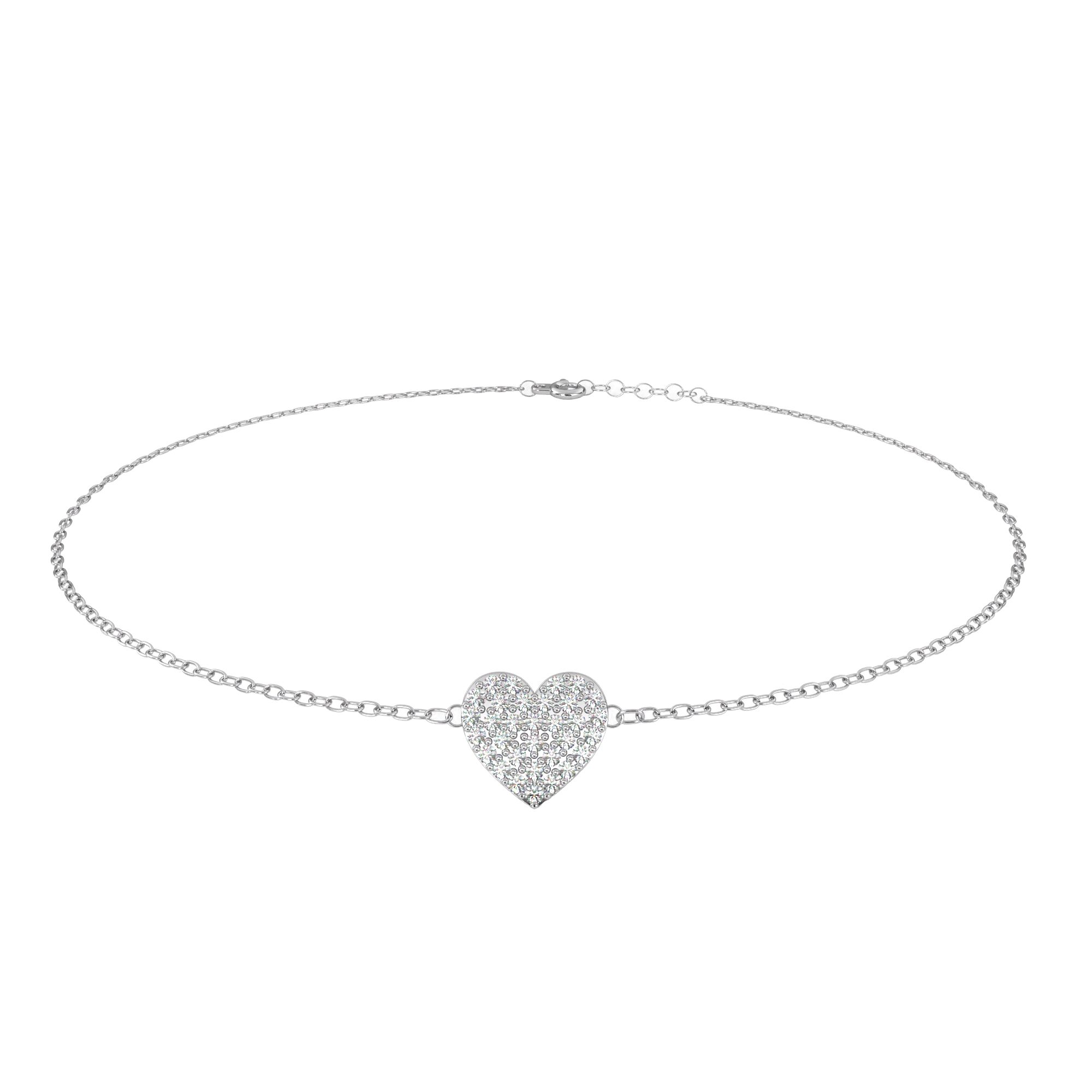 WOKE™ 0.42 carat round cut Lab grown diamond bracelet heart in 14k gold