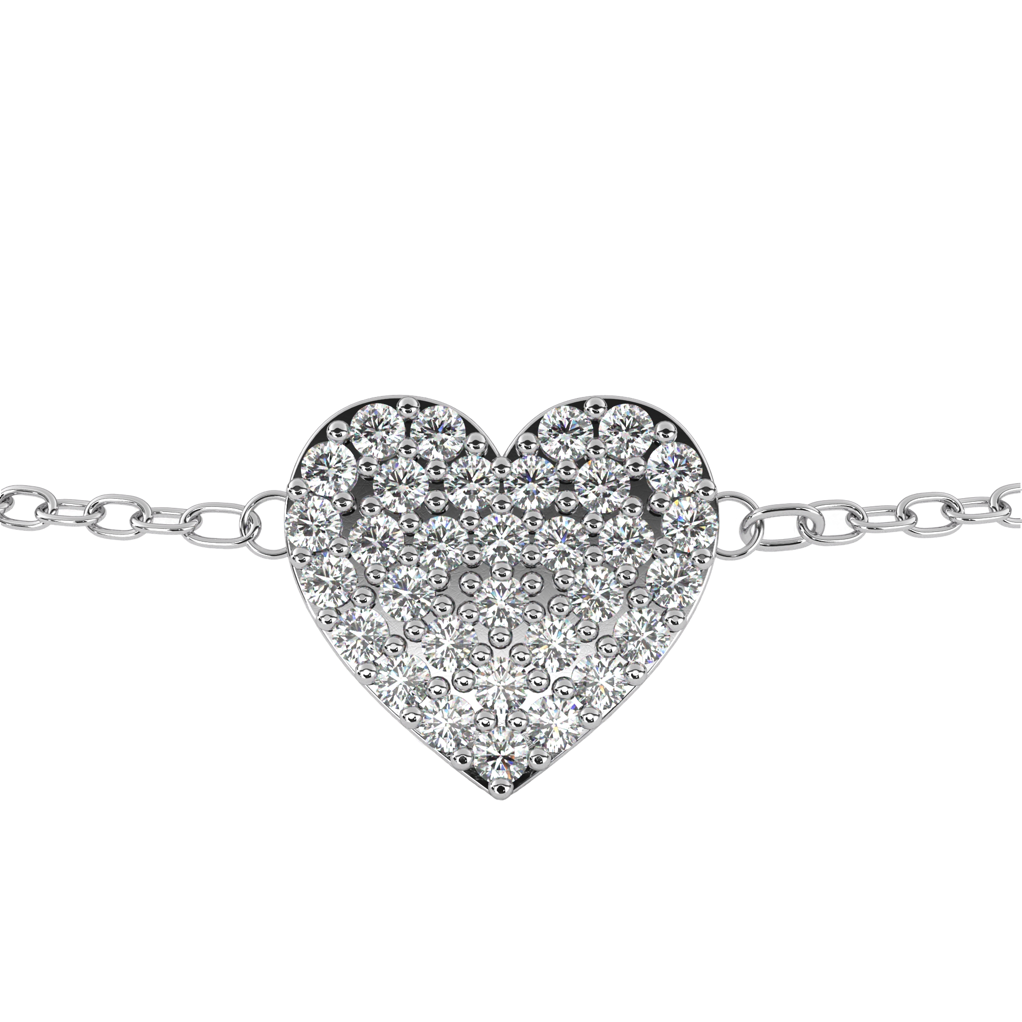 WOKE™ 0.42 carat round cut Lab grown diamond bracelet heart in 14k gold