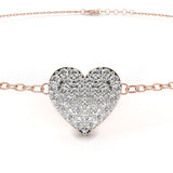 WOKE™ 0.42 carat round cut Lab grown diamond bracelet heart in 14k gold