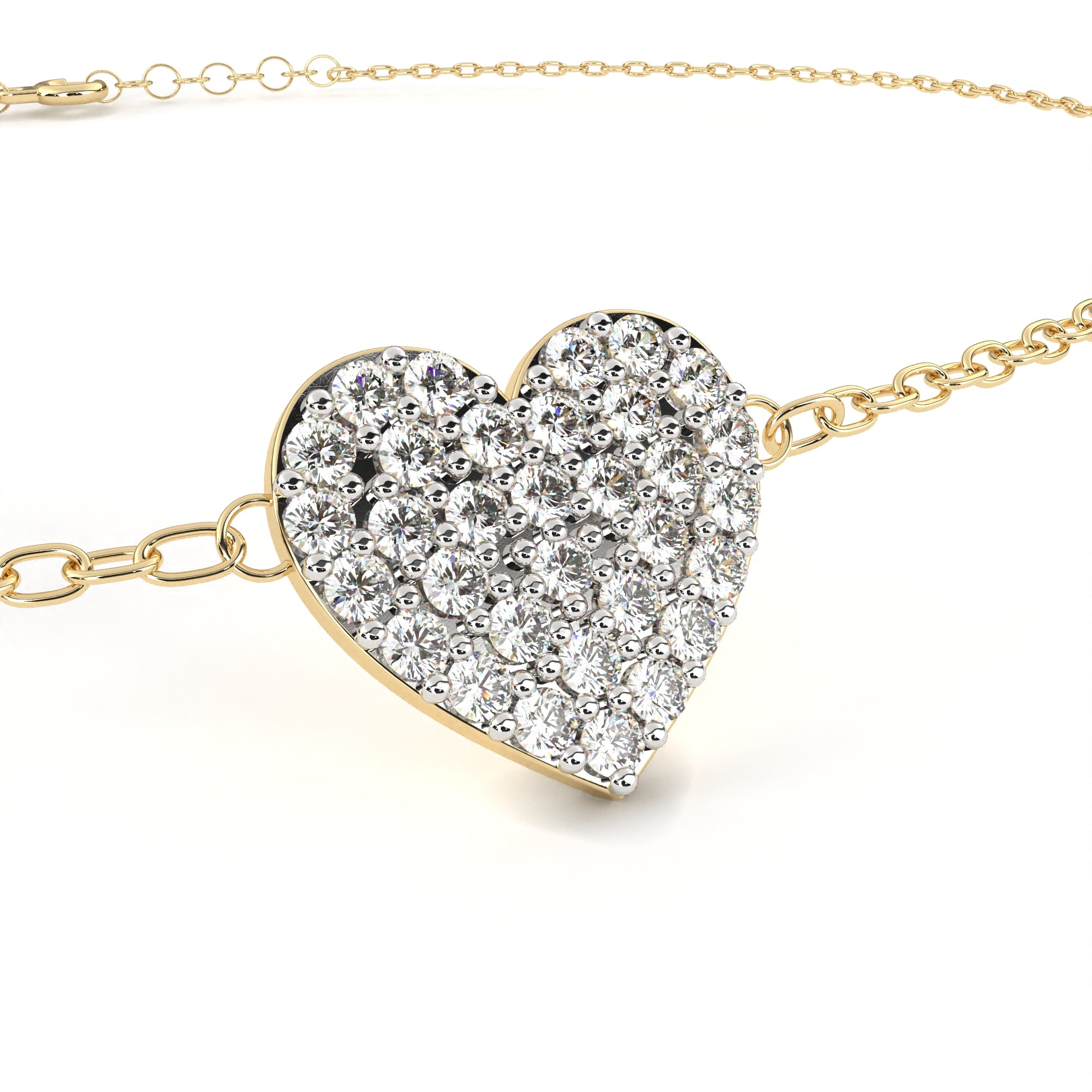 WOKE™ 0.42 carat round cut Lab grown diamond bracelet heart in 14k gold