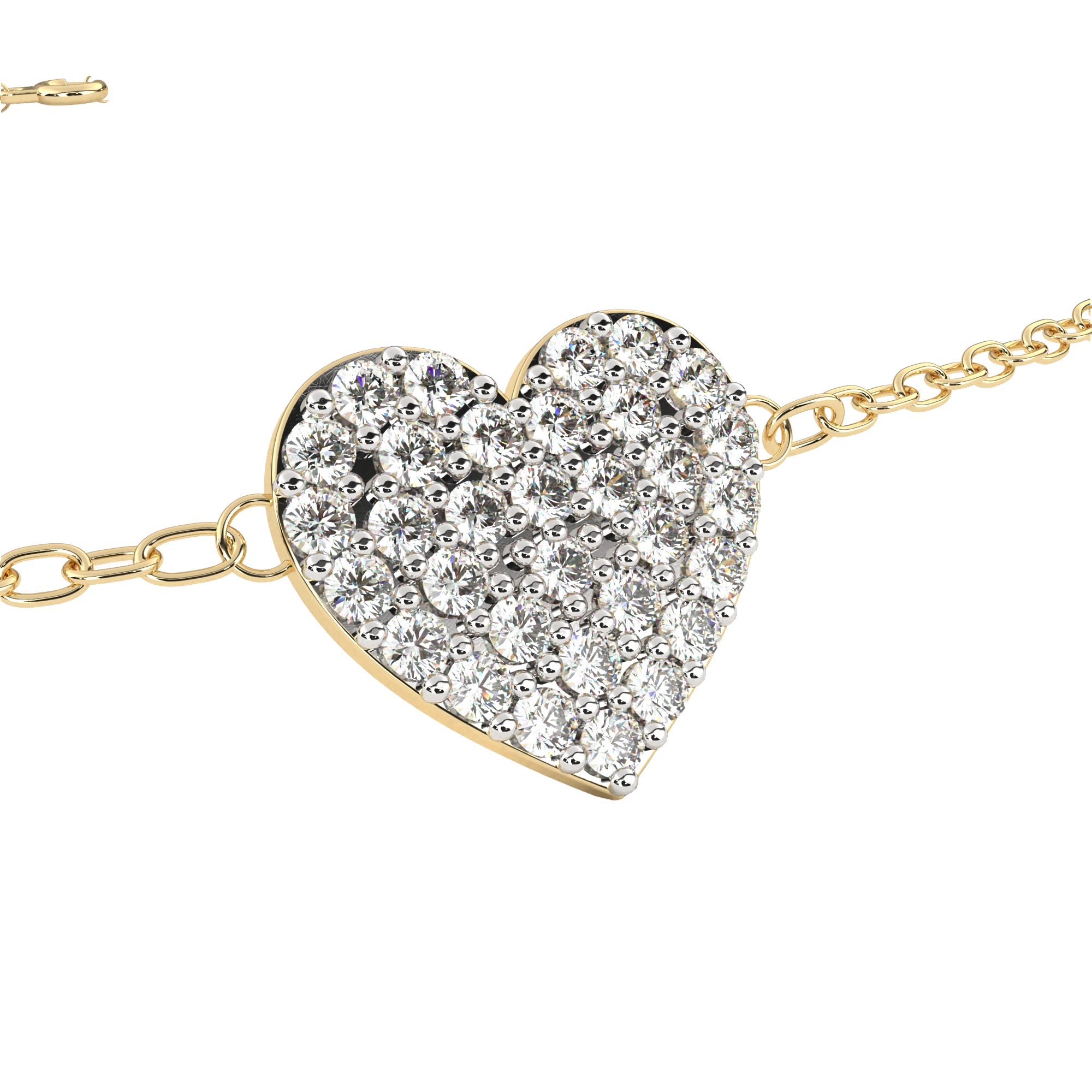 WOKE™ 0.42 carat round cut Lab grown diamond bracelet heart in 14k gold