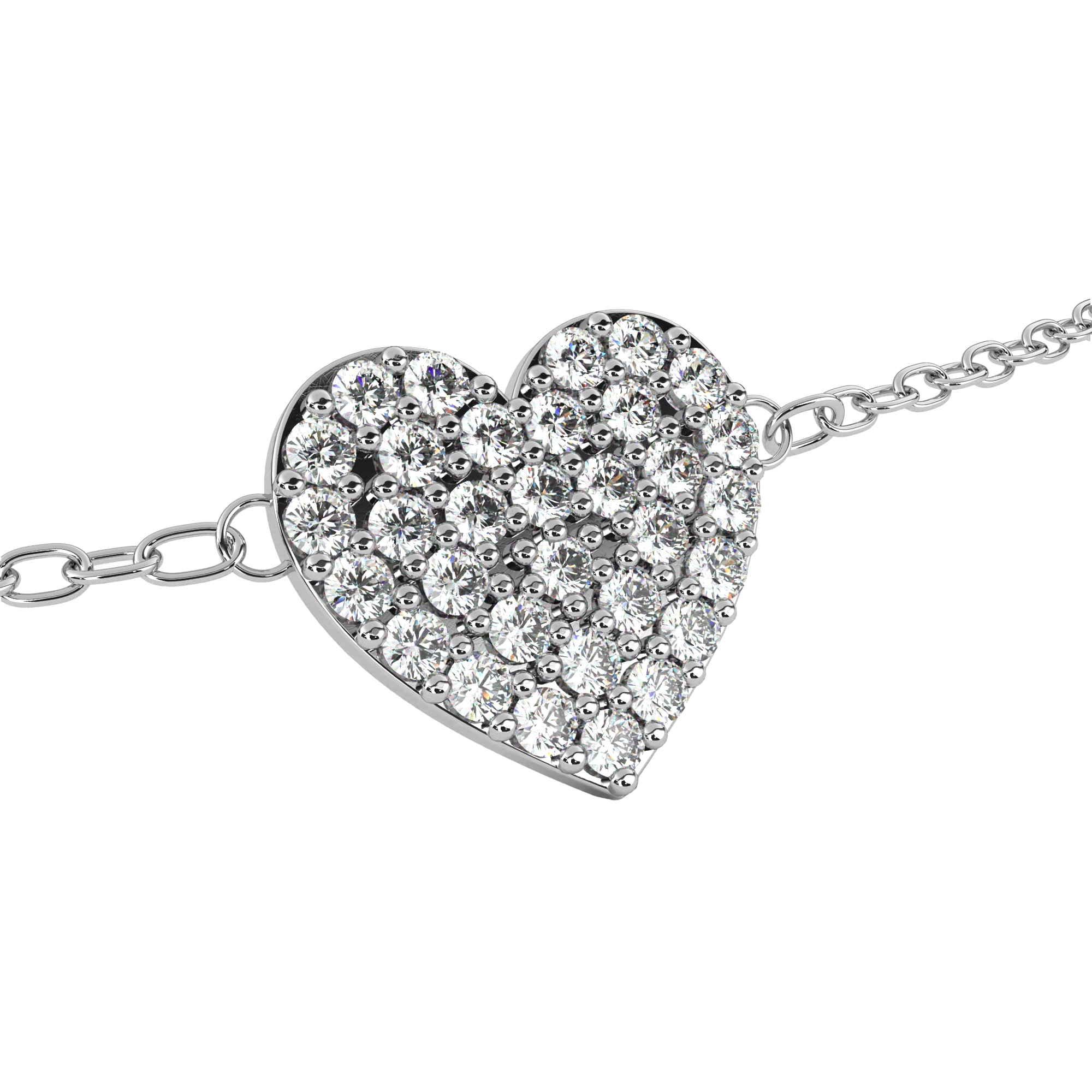 WOKE™ 0.42 carat round cut Lab grown diamond bracelet heart in 14k gold