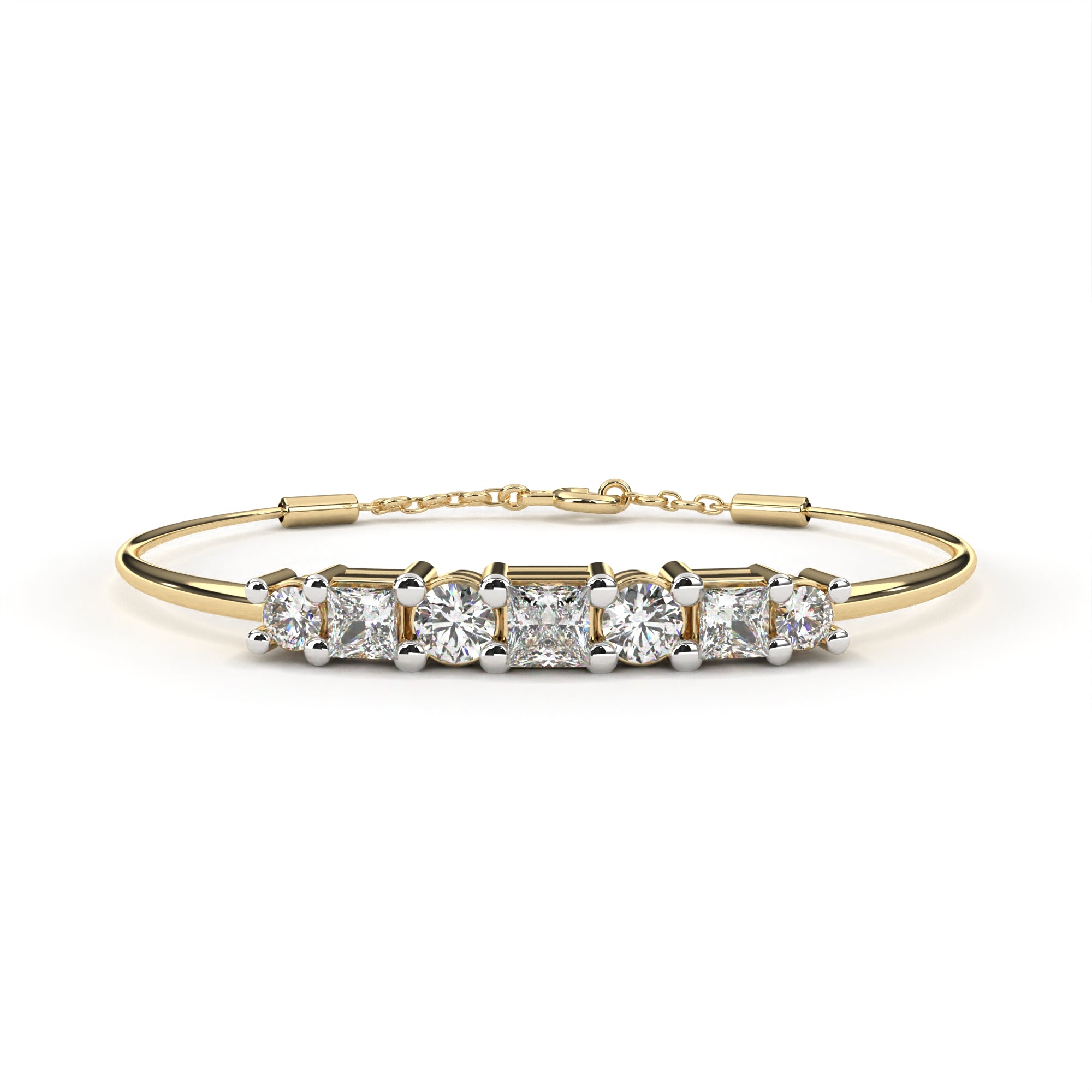 WOKE™ 5.42 carat Princess and round cut Lab grown diamond in 14k gold