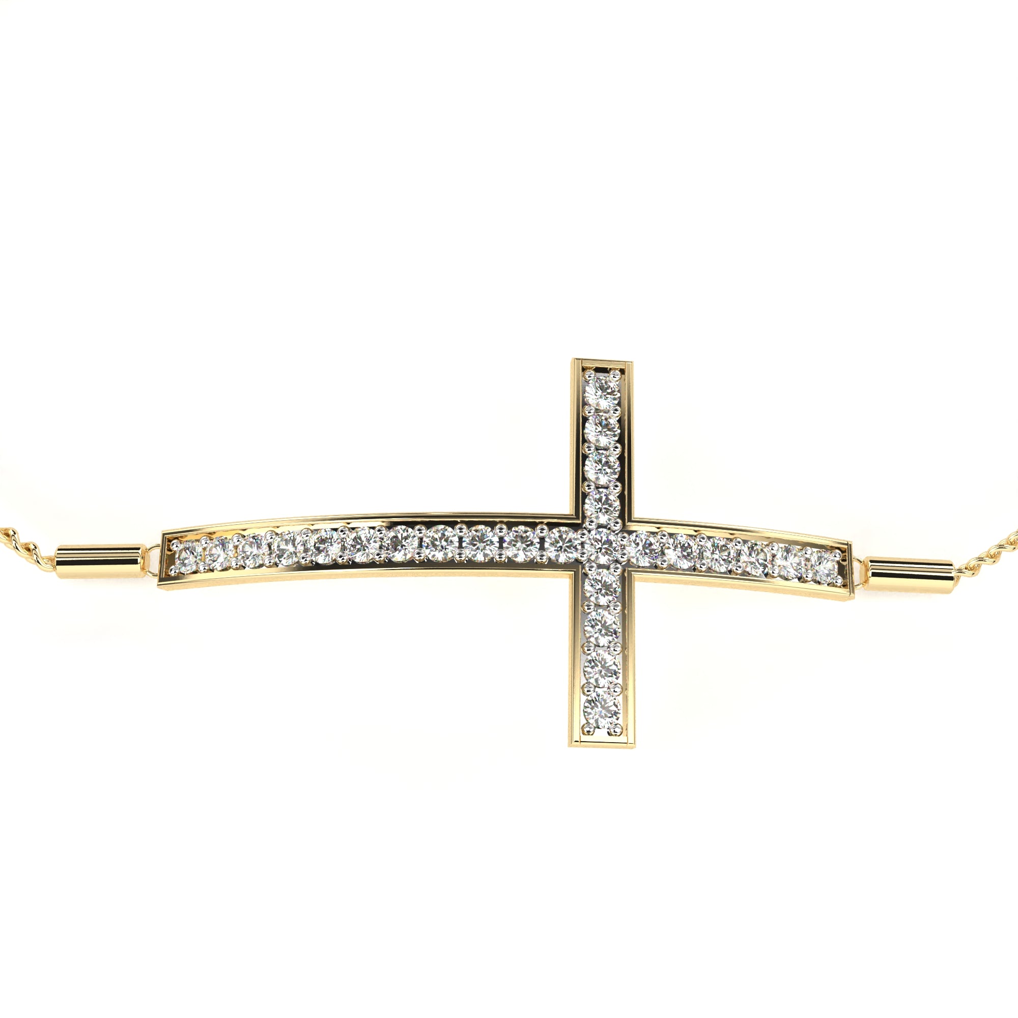 WOKE™ 0.65 carat round cut Lab grown diamond bracelet CROSS in 14k gold