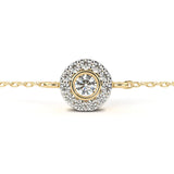 WOKE™ 0.58 carat round cut Lab grown diamond bracelet halo solitaire in 14k gold