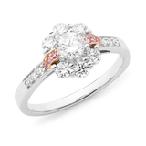 PINK CAVIAR 1.45ct White Round Brilliant & Pink moissanite Engagement Ring
