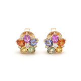Rainbow Sapphire Pear Lab Grown Floral Studs | WOKE