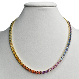 Rainbow Sapphire oval cut Tennis Necklace | WOKE