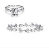 Emerald cut and mix carat tennis bracelet stack| In 925 sterling silver| GRA moissanites