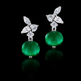 EMRLD ® drop ball 4 diamond earring | 925 silver | Lab grown emeralds and Diamonds