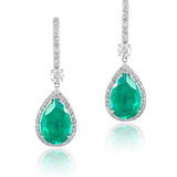 EMRLD ® pear cut earring | 925 silver | Lab grown emeralds and Diamonds