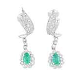 EMRLD ® pear cut and cushion earring | 925 silver | Lab grown emeralds and Diamonds