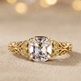3 CT Old Mine Cut Moissanite Ring in 9K Gold/925 Silver |WOKE