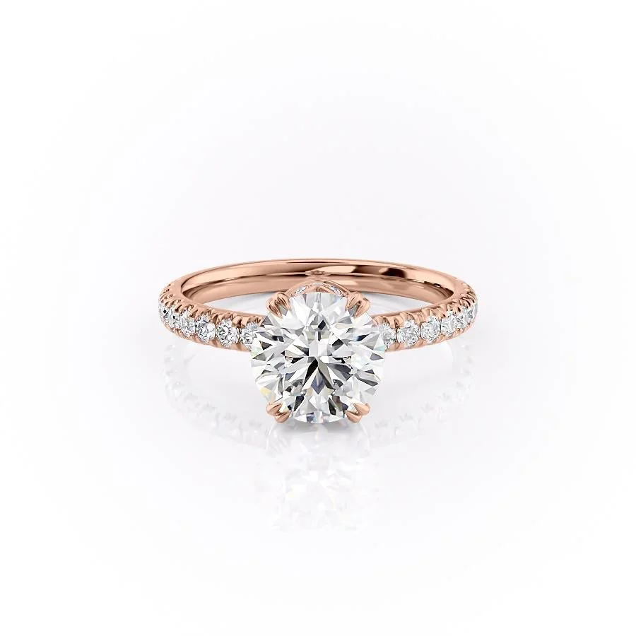 ROUND CUT MOISSANITE SHOULDER SET RING WITH BLOCK HALO| WOKE