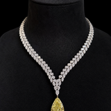 White Diamond and yellow sapphire drop line moissanites Necklace | In 925 sterling silver | Certified moissanites