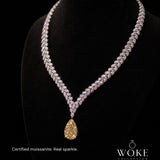 White Diamond and yellow sapphire drop line moissanites Necklace | In 925 sterling silver | Certified moissanites