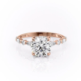 ROUND CUT MOISSANITE ENGAGEMENT RING WITH HIDDEN HALO| WOKE