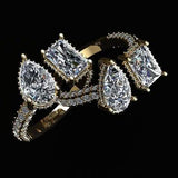 2 CT Emerald cut and Pear cut ring | Moissanite ring in 14k/925 sterling silver| GRA certified moissanites