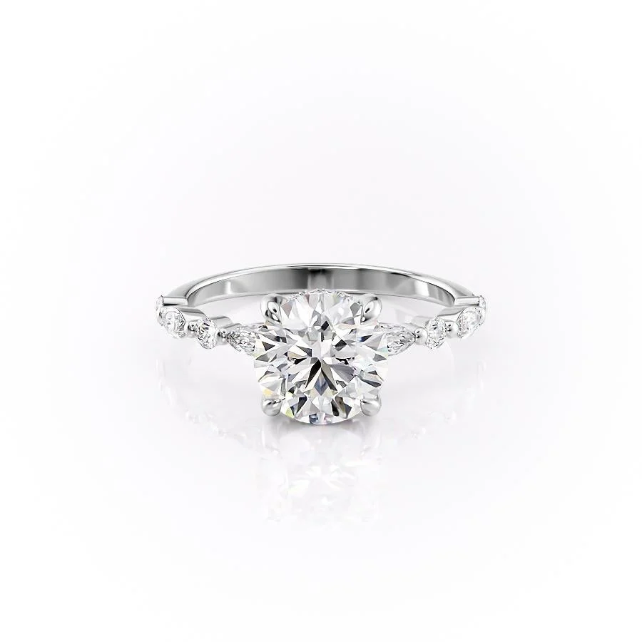 ROUND CUT MOISSANITE ENGAGEMENT RING WITH HIDDEN HALO| WOKE