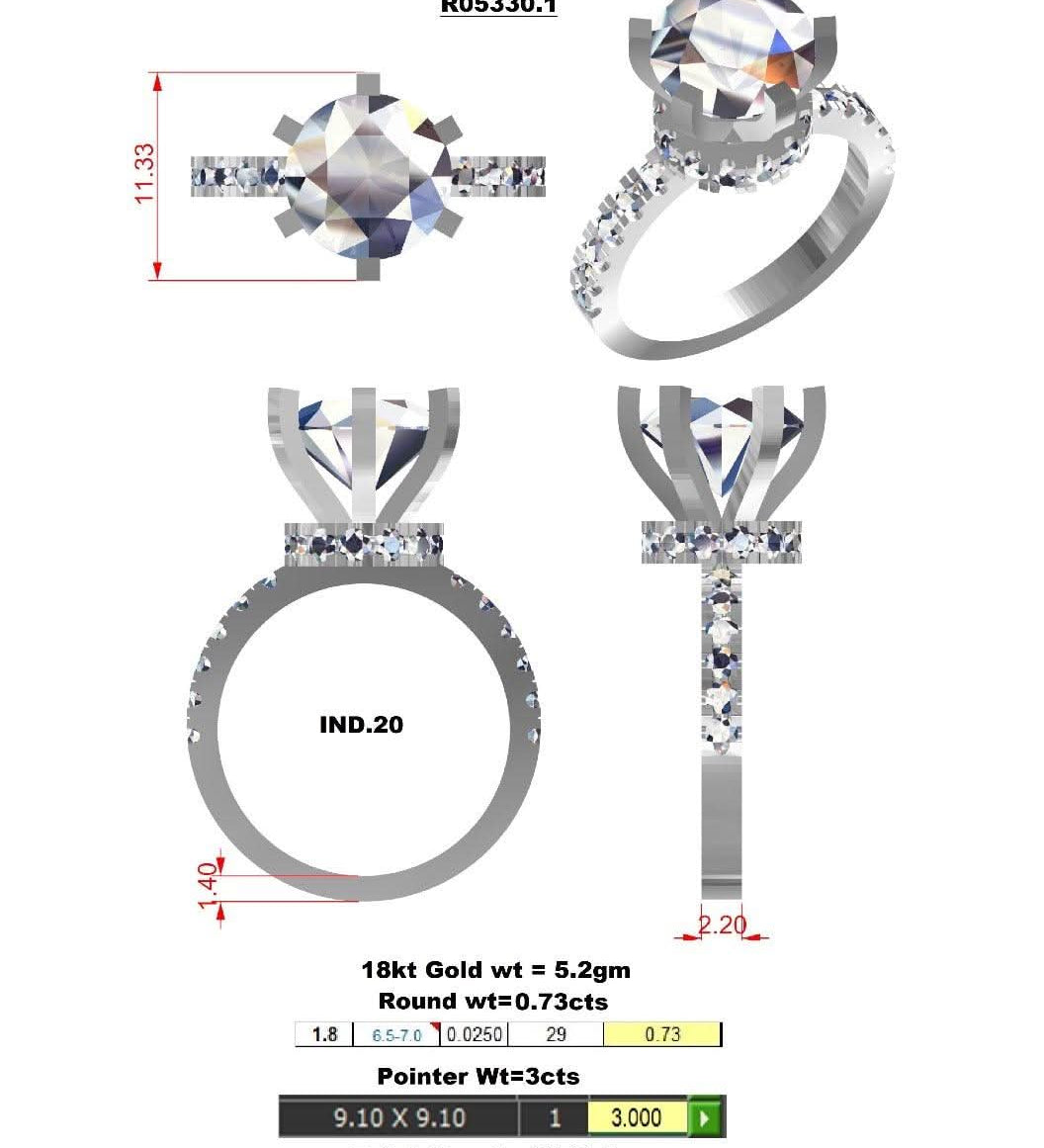 "WOKE" 3 carat round cut moissanite ring | Moissanite ring in gold and 925 sterling silver| GRA certified moissanites