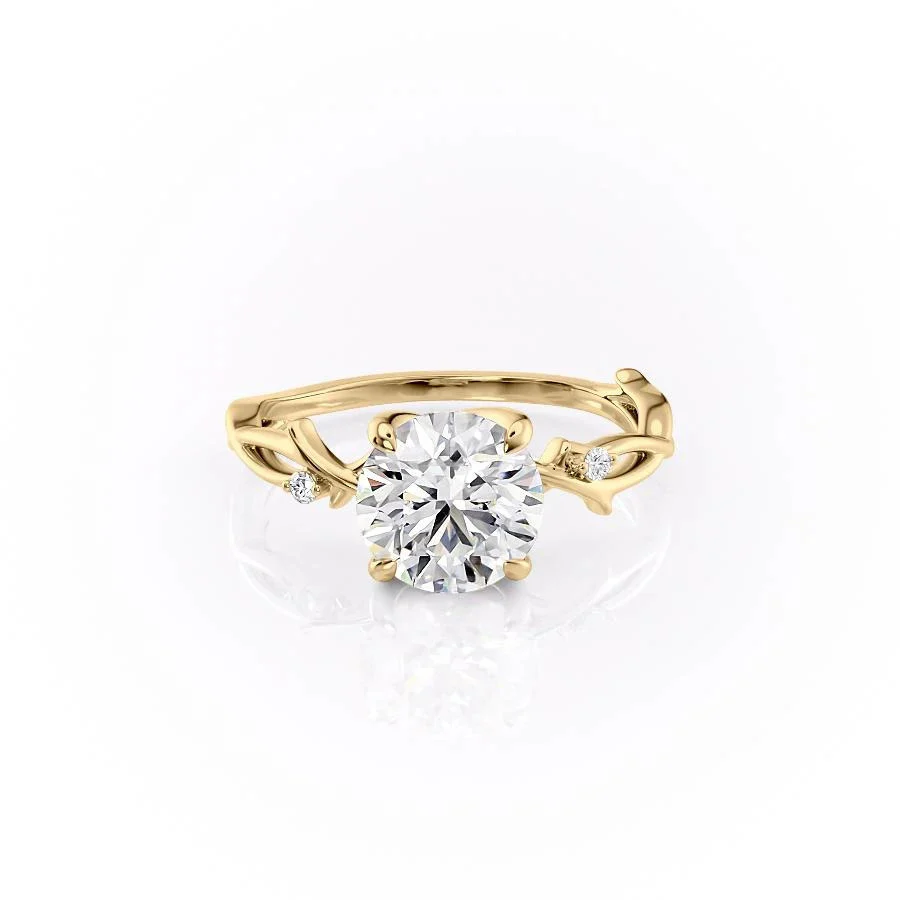 2 CARAT ROUND CUT moissanite engagement rings, TWIG DESIGN| WOKE