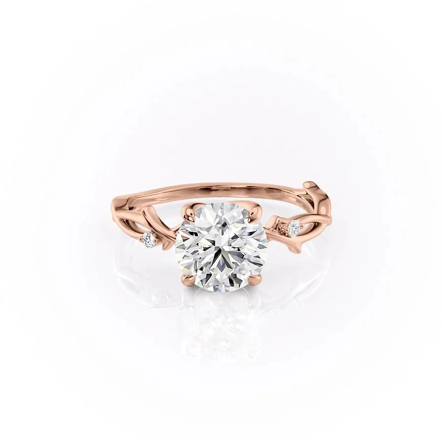 2 CARAT ROUND CUT moissanite engagement rings, TWIG DESIGN| WOKE