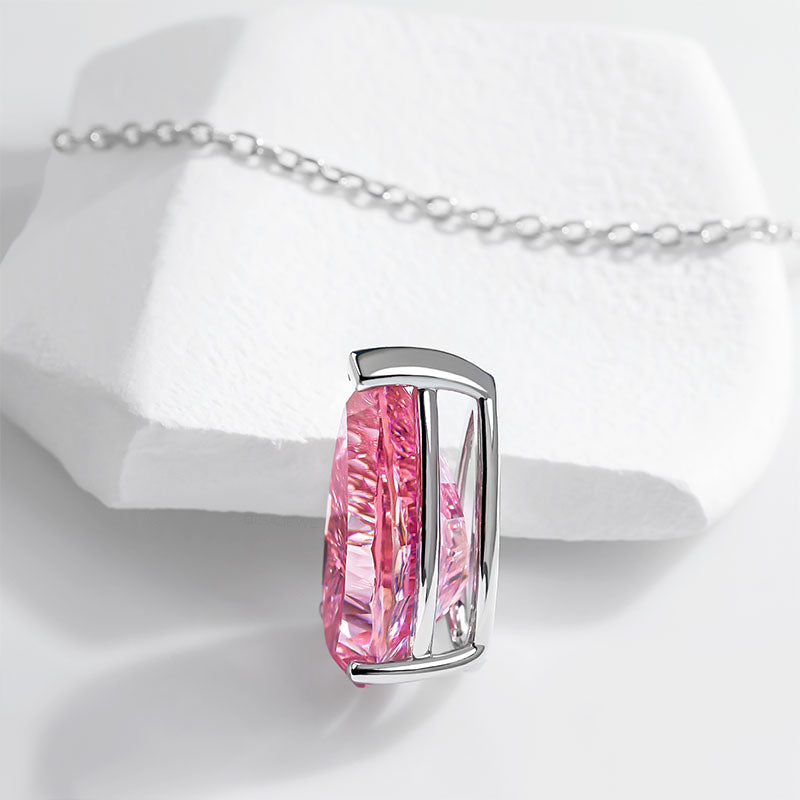 Pear Pink Moissanite Hand Set pendant| 925 silver/gold