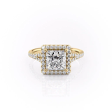 PRINCESS CUT MOISSANITE ENGAGEMENT RING, HALO WITH SPLIT SHANK| WOKE