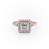 PRINCESS CUT MOISSANITE ENGAGEMENT RING, HALO WITH SPLIT SHANK| WOKE
