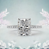 3.38 carat radiant cut ring | Moissanite ring in gold and  925 sterling silver| GRA certified moissanites