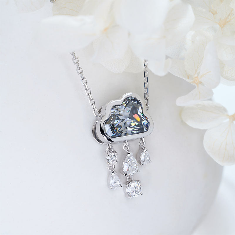3CT Rain drops cloud cut Moissanite Necklace