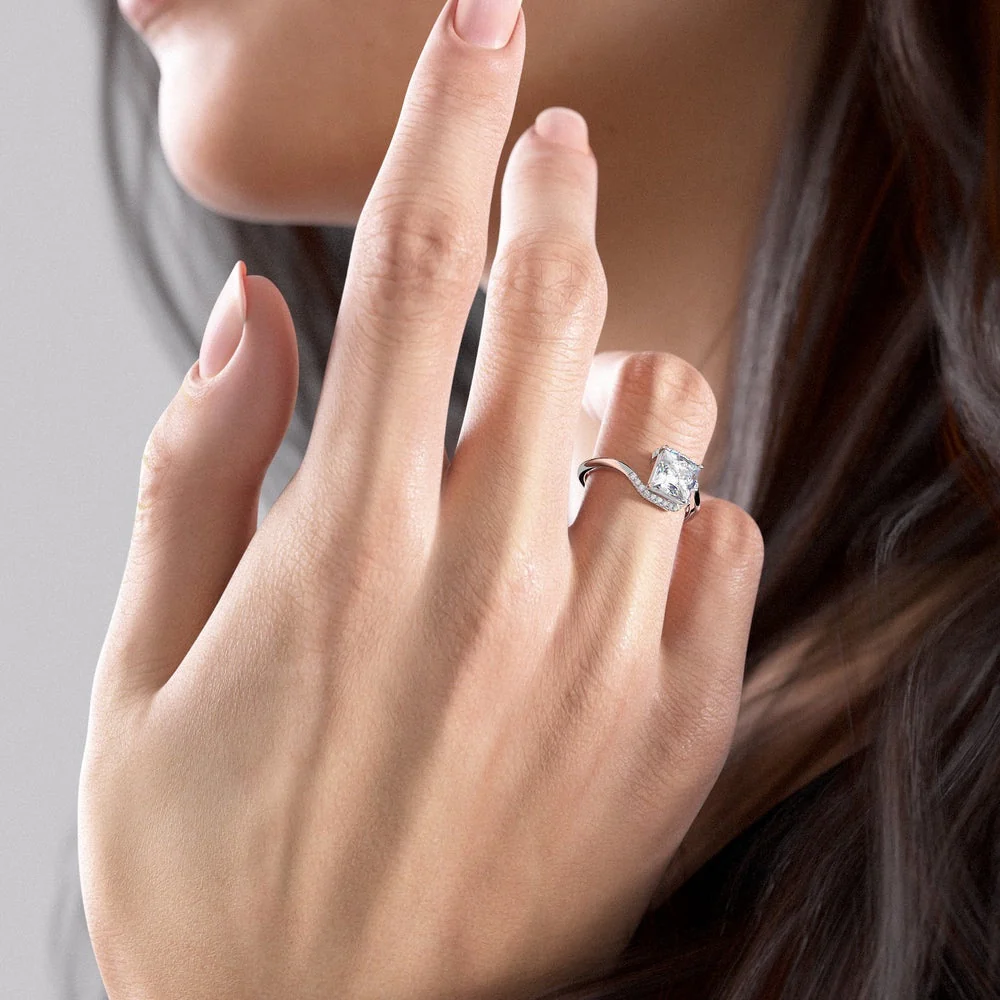 PRINCESS CUT MOISSANITE TWIST RING| WOKE