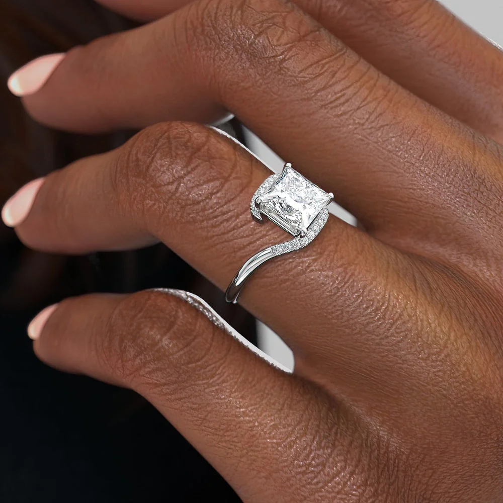 PRINCESS CUT MOISSANITE TWIST RING| WOKE