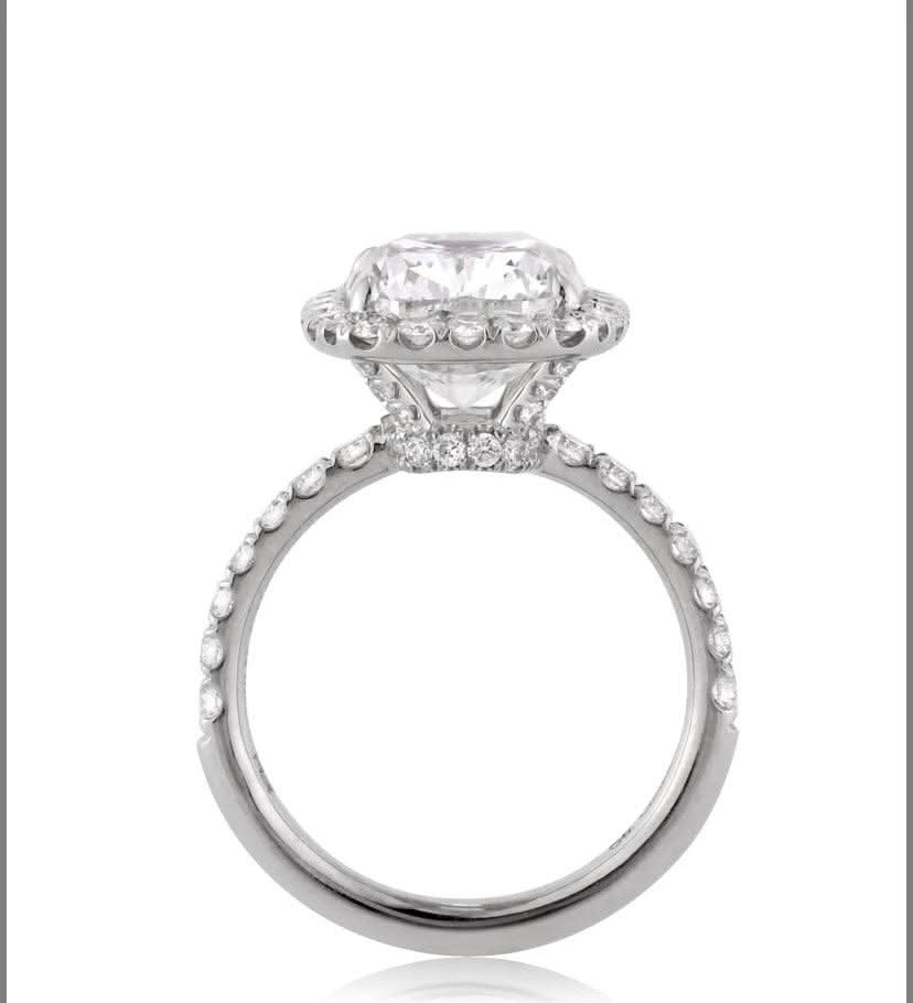 4.3 Ct. cushion moissanite cushion cut halo ring | Moissanite ring in gold and  925 sterling silver| GRA certified moissanites