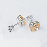 Pixel cut moissanite set, yellow stone. | 925 silver