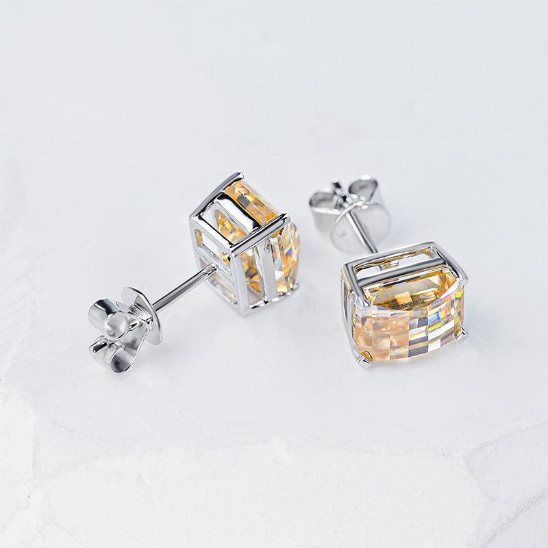 Pixel cut moissanite set, yellow stone. | 925 silver