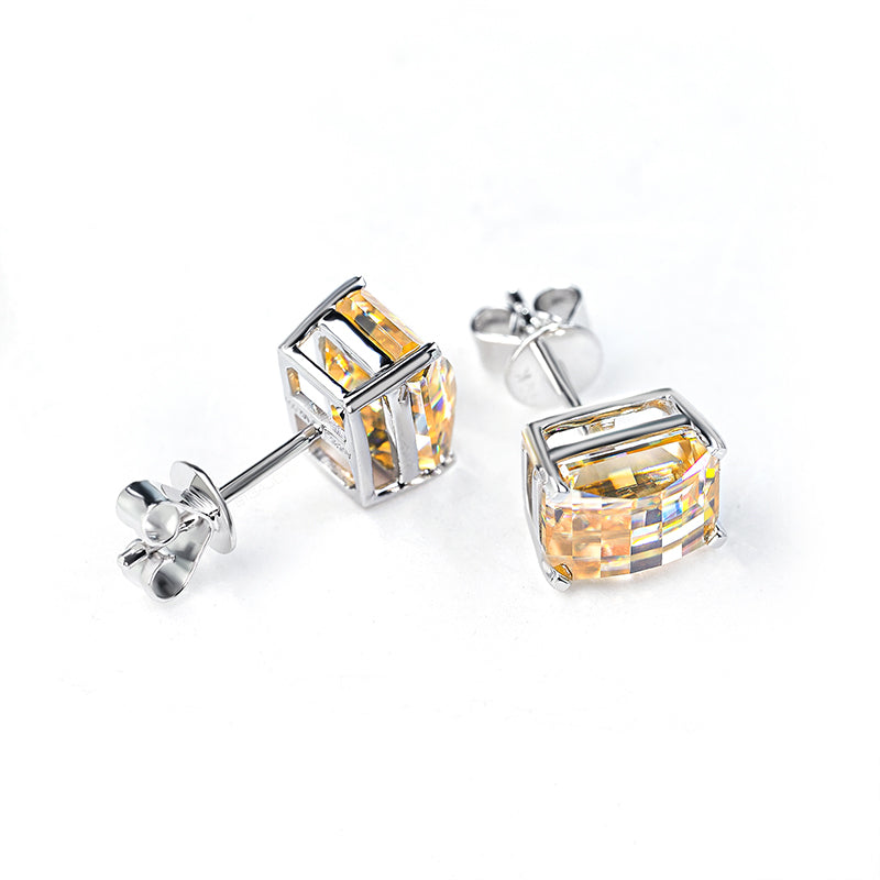 Pixel cut moissanite set, yellow stone. | 925 silver