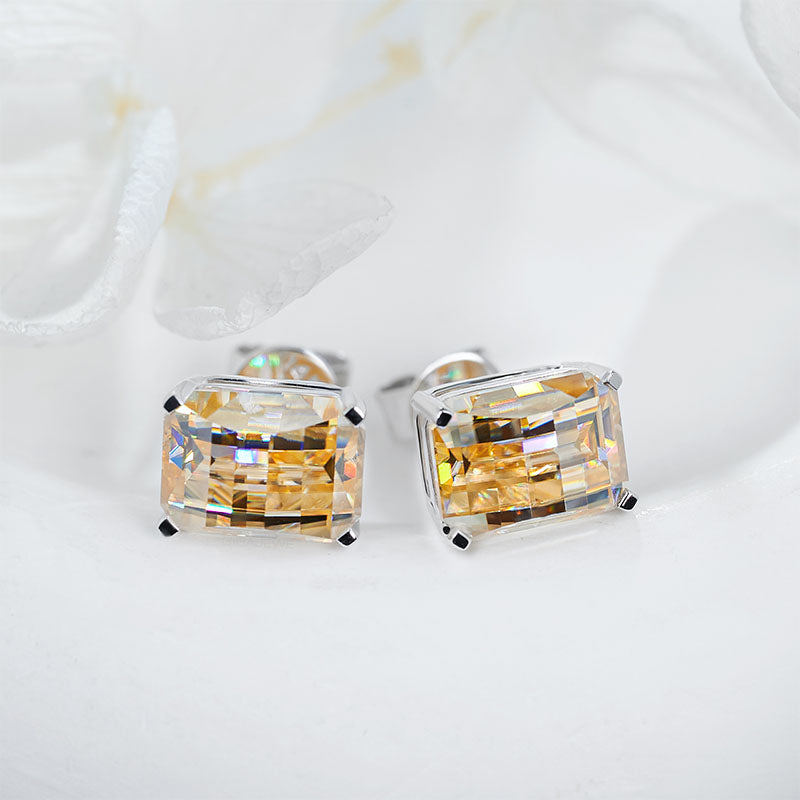 Pixel cut moissanite set, yellow stone. | 925 silver