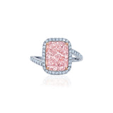 3.16 CT PINK radiant | PROMISE Ring with a Radiant Pink moissanite and Asymmetrical Band