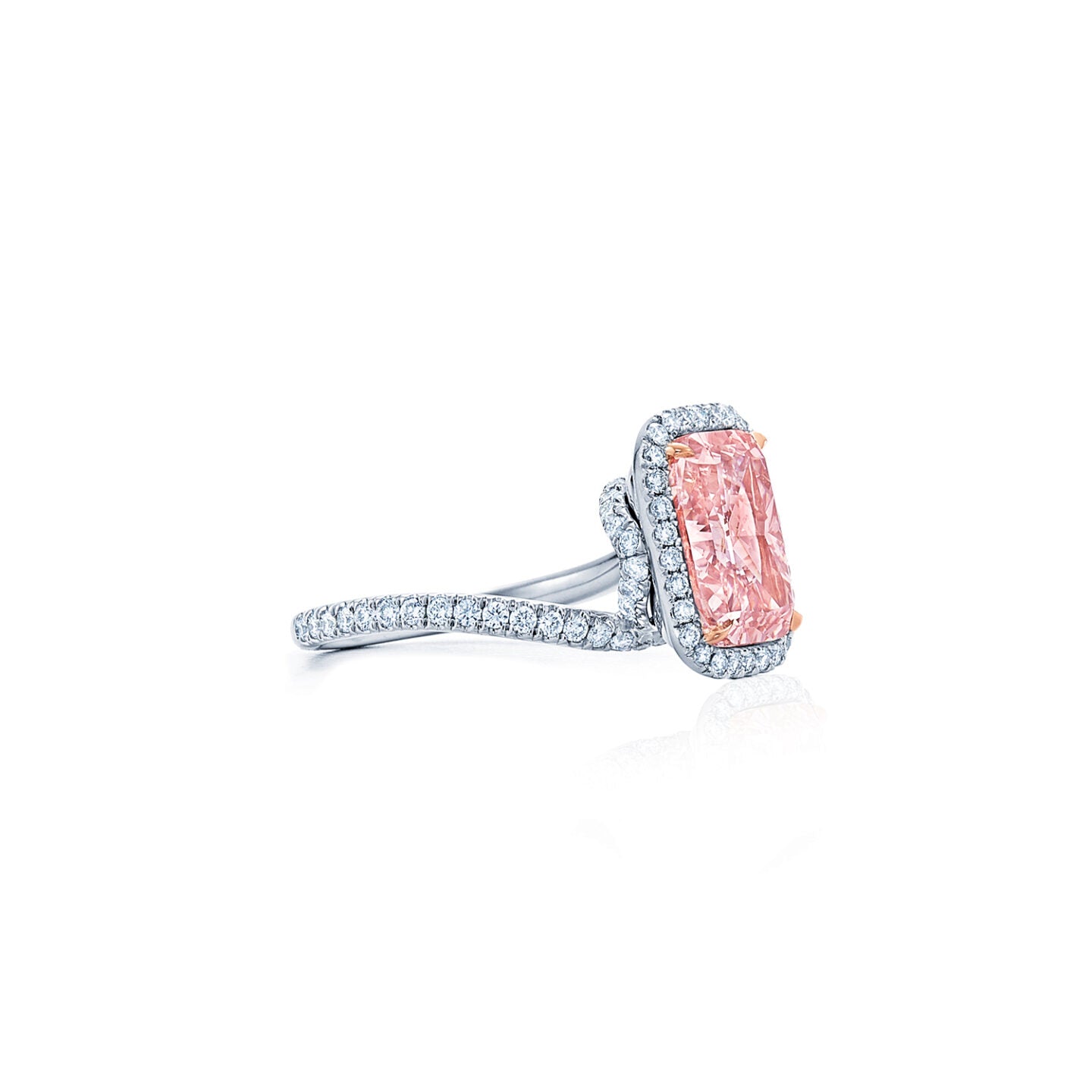 3.16 CT PINK radiant | PROMISE Ring with a Radiant Pink moissanite and Asymmetrical Band