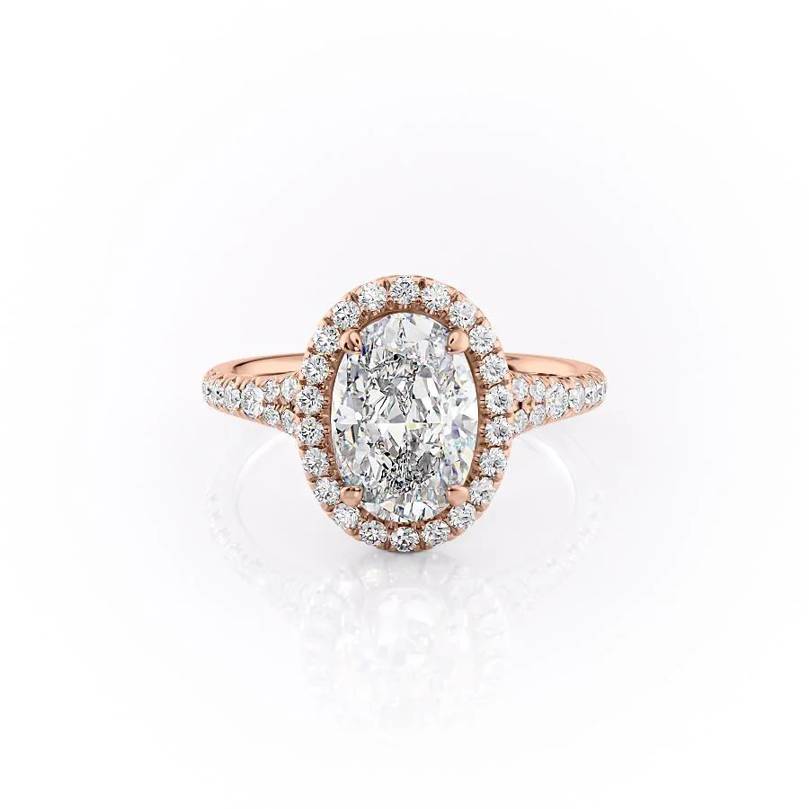 2.60 CT OVAL CUT MOISSANITE ENGAGEMENT RING, HALO SETTING| WOKE