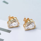 Cloud cut studs | Moissanite studs, 925 Silver