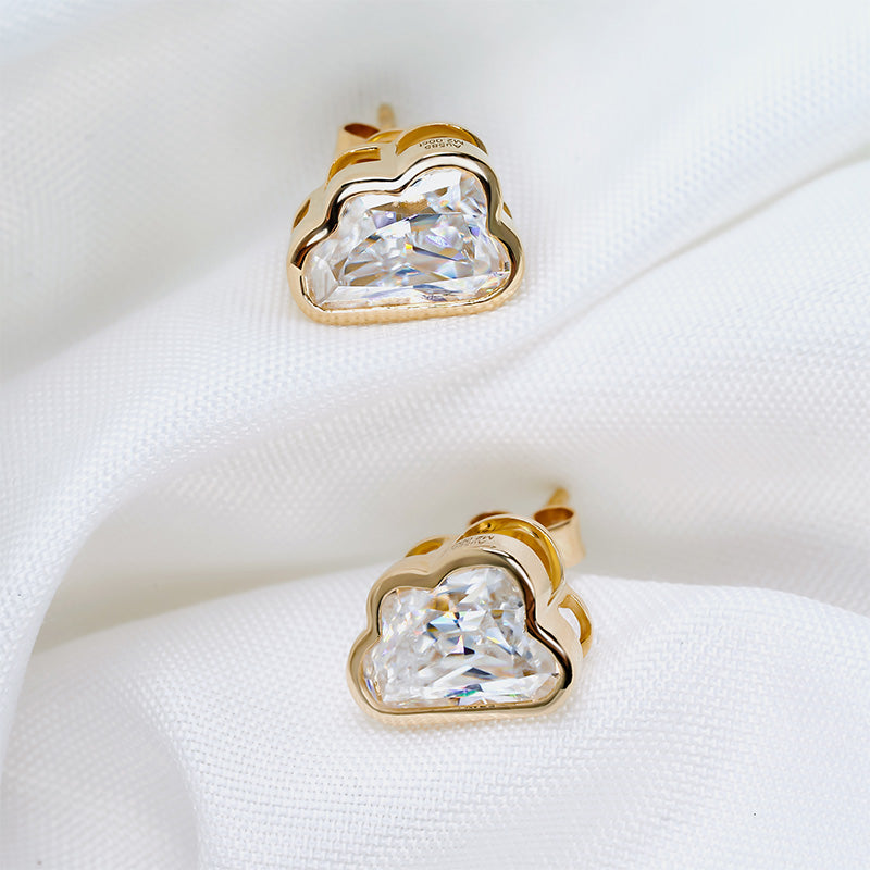 Cloud cut studs | Moissanite studs, 925 Silver