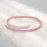 Gold Pink Ombre Sapphire Bracelet: Dainty Fine Jewelry