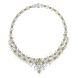 Total 53.92ct Plated 18K White Gold Necklace 14*16mm Radiant cut Natural Vivid yellow Color Moissanite Necklace ,Gold Necklace (Copy)